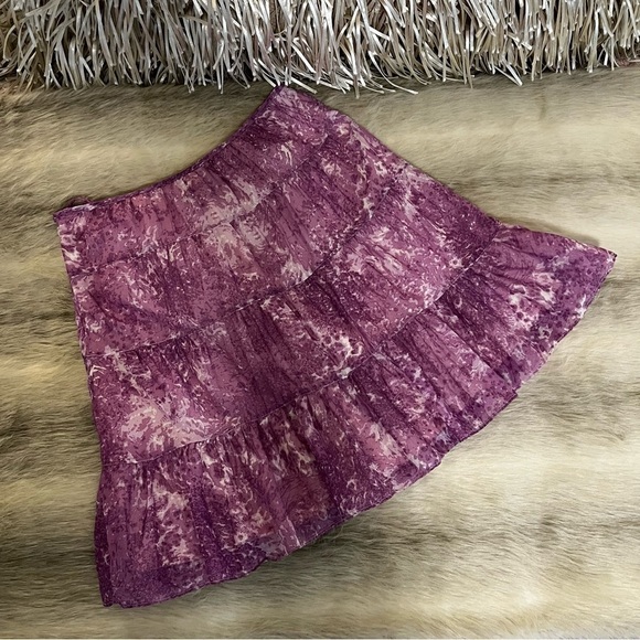 TALBOTS 4P Purple Tie Dye Tired Flared Lined Circle Skirt Bohemian Side Zip - Picture 3 of 9